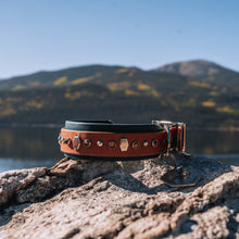 Load image into Gallery viewer, Handmade Biothane webbing dog collar with crystals and studs